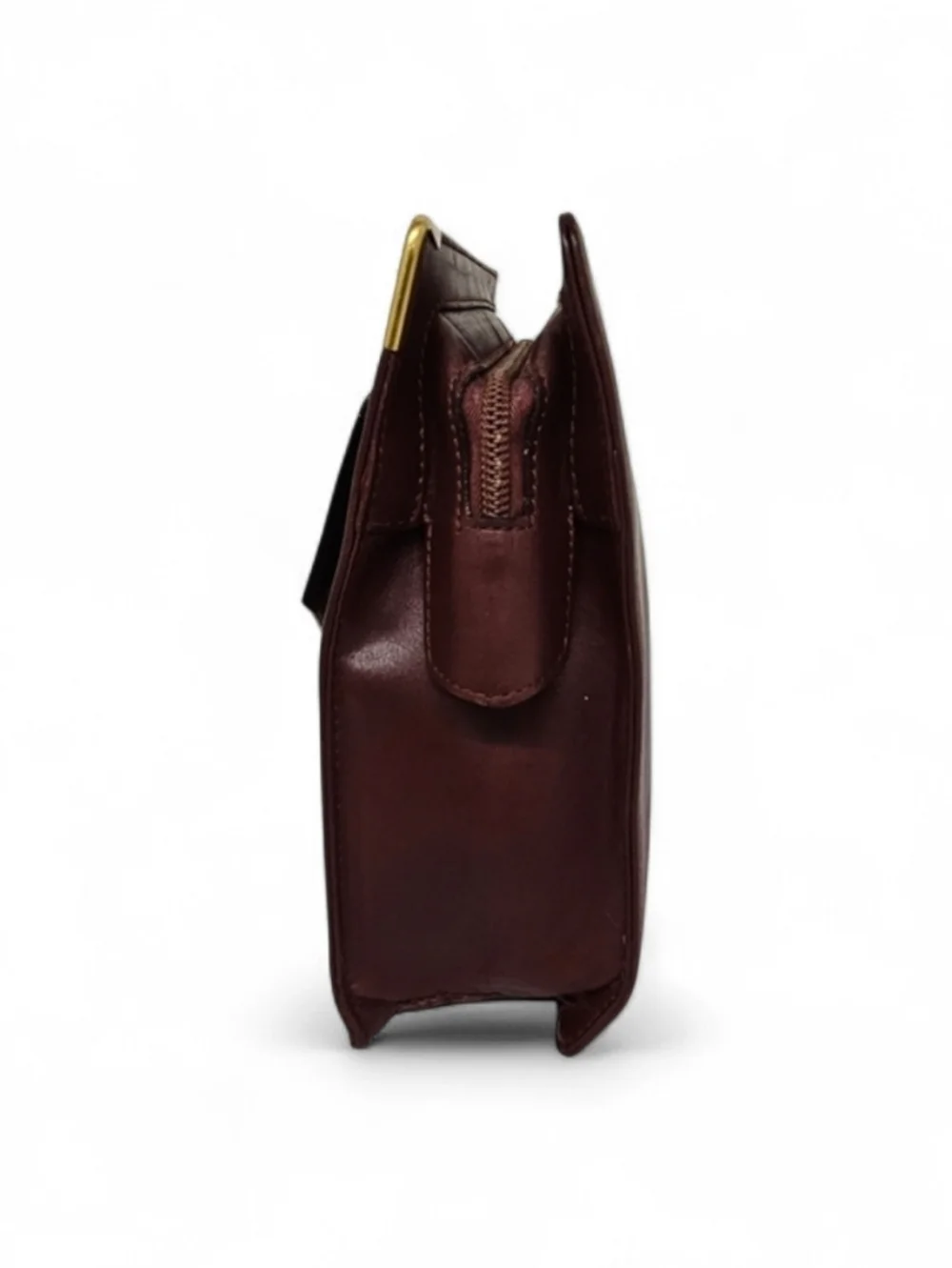 Cartier Must De Front Snap Clutch in Burgundy Calfskin Leather